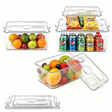 3/4PCS Fridge Organizer Clear Plastic Storage Box With Lid Fridge Cabinet Organizer Kitchen Container - View 1