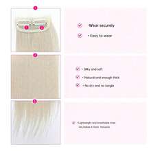 Women's Thick Invisible Clip-In Hair Extensions - Synthetic Hair Pieces, Short Straight Voluminous, Platinum Blonde & Multi-Color Options, Suitable For Thin Hair And Daily Styling - White - View 5