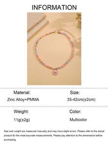 1pc Bohemian Vacation Style Colorful Beaded Chain Fashion Elegant Enamel Geometric Pendant Decorative Necklace, Versatile Women's Neck Jewelry Suitable For Daily Wear, Dates, Parties, Music Festivals, Handmade Chain Cut By Length With Variable Bead Count - Multicolor - View 5