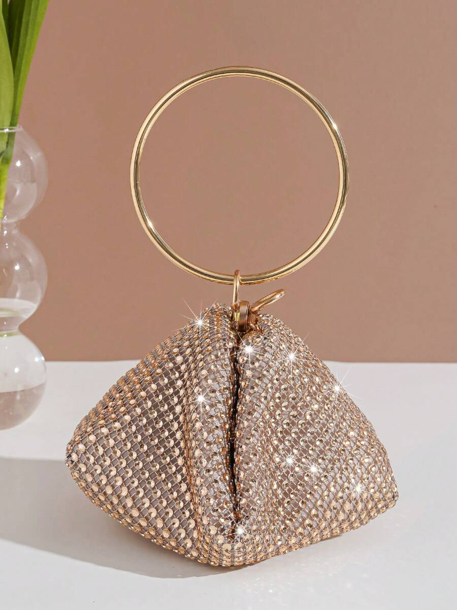 European And American Style Fashion Elegant Evening Bag Mini Mine Bag With Rhinestone Decoration Handbag - Champagne - View 1