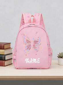 1pc Personalized Back To School Backpack, Casual Cute Butterfly Heart Print, Zipper Closure Nylon Material, Adjustable Shoulder Straps, Hand-Carryable, Suitable For School, Commuting, Shopping, Daily Use. Birthday Gift. - Multicolor - View 29