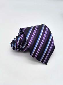 1pc Men's 8cm Wide Premium Striped Tie, Suitable For Business Banquets, Wedding Events - Multicolor - View 7
