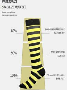 4/1 Pair Striped Minimalist Breathable Moisture-Wicking Compression Knee-High Socks For Running, Cycling, Hiking - Multicolor - View 6