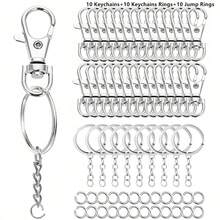 Stainless Steel Rotating Quick Release Keychain Split Ring Chain Bulk Pack, DIY Metal Keychain Making Kit, DIY Keychain Bag Pendant Handmade Materials - Medium Keychain Set - View 9