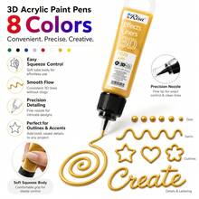 4/8 Stücke Set, 8 Farben 3D Acrylfarbe, 30ml pro Tube, wasserfeste schnelltrocknende Relief-Farbe, geeignet für Stein, Glas, Holz, Leinwand, Keramikkunst, wasserbasierte Primer - Rot + Gelb + Blau + Grün + Gold + Silber + Schwarz + Weiß - Übersicht 3