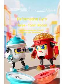 1pc New Cool Battle Armor Transforming Spinner 2-In-1 Spinner Transforming Robot, Cute Food Cup Transforming Robot Spinning Spinner Educational Sensory Toy Suitable For Boys - Multicolor - View 7