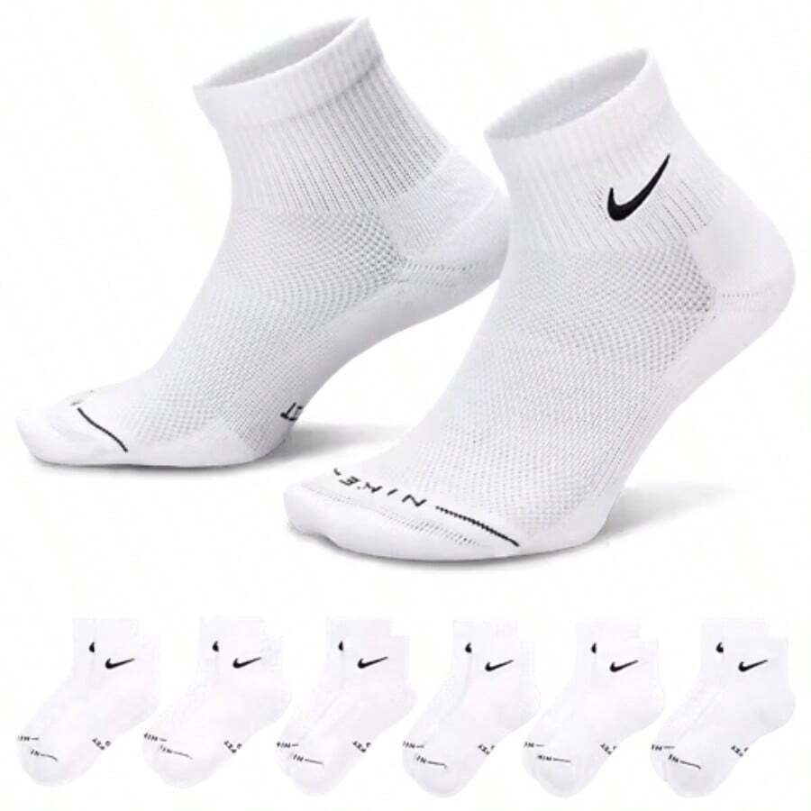 Nike Everyday Elevated Ankle Socks 6 Pack White HQ8031-901 - Breathable White - View 1