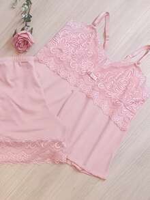Baby Doll Microfiber Lace Comfort Without Padding Lined Pajama Short Doll - 351 - Rusty Rose - View 3