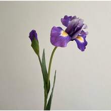 Faux White Dutch Iris Artificial Flowers, Soft Real Touch Silk Iris Blooms & Unopened Bud, Decorative Fake Flower Stems For Living Room, Bathroom, Party & Boho Wedding Decor - Small Purple Feel - View 2