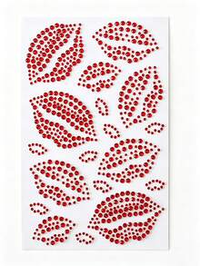 1pc Red Lip Print Rhinestone Sticker, Shiny Valentine's Day Temporary Face & Body Decoration, Sexy Synthetic Gemstone Lip Design Suitable For Party, Event, Photo, Party Accessories, Event Makeup, Bold Lip Shape Design, Glitter Effect, Rhinestone Embellishment, Suitable For Makeup, Eyes, Hair, Body, Carnival Accessories - A - View 11