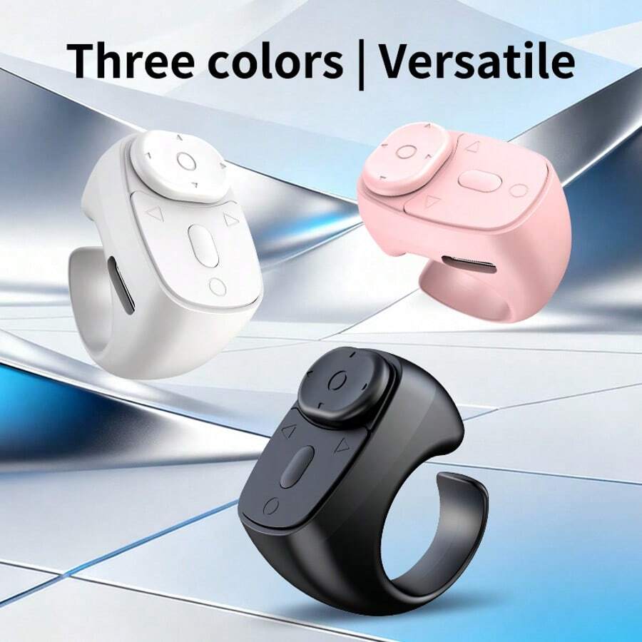 New Upgrade, Easy To Use Scrolling Ring Remote Control, Camera Shutter Remote, Wireless Bluetooth Scrolling Ring Compatible With IPhone, IOS, Android - Black, White, Pink