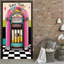 2D Flat, 2D Jukebox Door - Vintage Style, Suitable Birthday, Housewarming, Anniversary Party Decorations, Jukebox-Themed Retro Design Decoration, No Electricity Required, Suitable Various Celebrations, 2D Flat - B - View 5