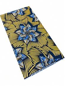 Black Gold Blue Glitter African Wax Print Fabric, Authentic Dutch Ankara Cloth, Spiral Floral Palm Leaf Pattern, Vibrant Printed Textile, Suitable For African Traditional Dresses, Headwraps, Skirts, Home Decor, Table Runners, Party Outfits And DIY Sewing - Multicolor - View 6