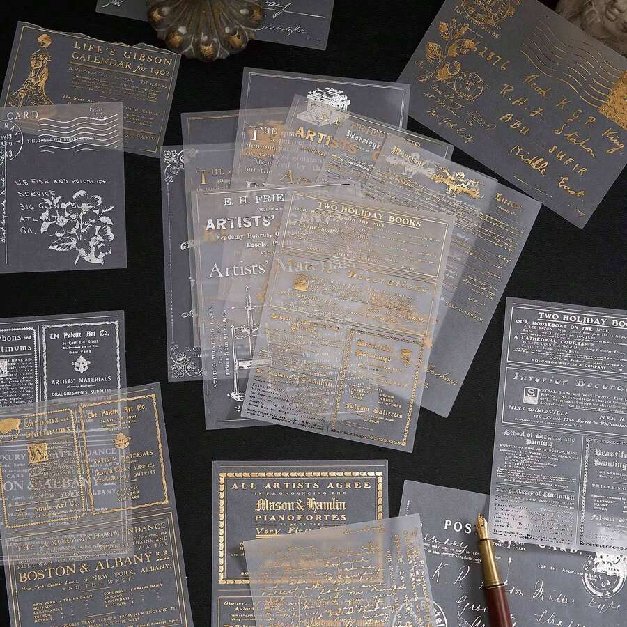 Early Morning Vellum Paper Material Pack, Sparkling Light Series, Silver Foil INS Style Planner Background Decorative Elements - Brilliant Stream - View 1