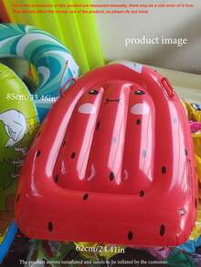 Inflatable Fruit Float Bed Strawberry Kiwi Pineapple Cute Cartoon Surfboard With Handle Lounge Chair (Handle Color Random), Pool Inflatable Float Bed, Beach Essential, Pool Float - Multicolor - View 8