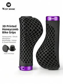 WEST BIKING Bicycle Handlebar Grips 3D Printed Non Slip Shock Absorbing Breathable Comfortable Handlebar Accessory - Multicolor - View 1