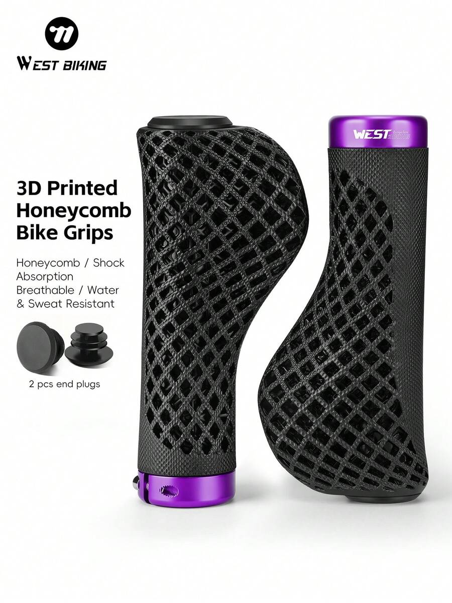 WEST BIKING Bicycle Handlebar Grips 3D Printed Non Slip Shock Absorbing Breathable Comfortable Handlebar Accessory - Multicolor - View 1