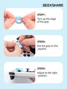 GeekShare Cute Cat Paw D-Pad And Silicone Joystick Cap Set, ABXY Button Covers Compatible With Switch/OLED, Not Compatible With Switch Lite, Not Compatible With Protective Cases - Blue and White - View 7