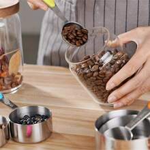 Silicone Handle And Clear Scale Measuring Cup & Spoon, Suitable For Dry Or Liquid Ingredients (Colorful), Cooking Accessories, Baking Essentials, Modern Kitchen Tools, Colorful Kitchenware, High-Quality Spoon, Dry Ingredient Spoon - Multicolor - View 2