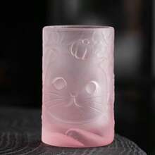 Cute Cat & Persimmon Pattern Glass Cup, Creative Personalized Kung Fu Tea Cup For Home Use - Transparent - View 8
