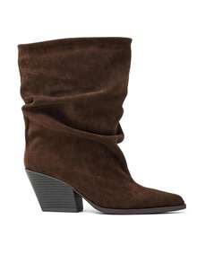 Bottines Western Froncées en Suédine – L’Équilibre Parfait du Style Cavalière - Moka - 查看 2