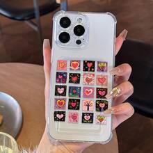 [24h Shipping From DE/ES]Apple11-17 Samsung23-25Phone Case: 1 Transparent Card Holder, Creative Magnetic Card Case With Heart Doodles, Transparent Phone Case, Compatible With Apple Series, Soft Air Cushion Drop-Proof Case, Niche Artistic Style Protective Case, Card Slot DesignPhone Case Gift For Women Men Birthday Present - A - View 5