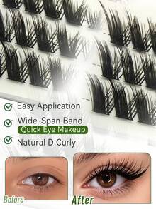 MEM 36 Clusters Of Fox Eye False Eyelashes, Mixed Length, Eye Tail Extension False Eyelash Clusters, Fluffy, Curly, Suitable For Women's Eye Makeup, Parties, Clubs, Makeup Beginners To Use, Eyelash Clusters, Single Eyelashes, False Eyelashes - D - View 6
