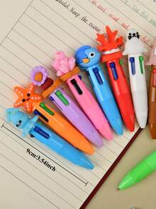6 Buah Pulpen Mini Tarik Motif Hewan Laut Aneka Warna, Gaya Acak, Dengan Berbagai Elemen Hewan Laut Seperti Walrus/Kura-kura/Lobster - MultiWarna - View 3