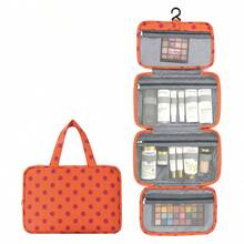 1 pieza Bolsa de aseo de viaje con separación seca-húmeda de cuatro pliegues, bolsa de maquillaje portátil con lunares, organizador de maquillaje de gran capacidad, bolsa de cosméticos, bolsa de cuidado de la piel, estuche de maquillaje, bolsa de cosméticos, regalo para dama de honor, regalo para mamá, regalo de viaje, esencial de viaje, esencial de crucero - Multicolor - Ver 12