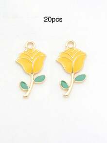 10/20/100PCS Multi-Color Oil-Drip Rose Alloy Jewelry Accessories DIY Necklace Bracelet Earring Pendant Keychain Bag Charm - Rose - View 17