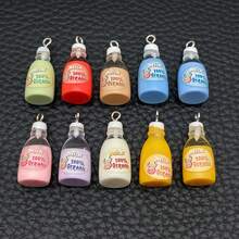 8/10/12/20pcs Drink Resin Charms Wine Bottle Soda Bottle Coffee Cup Milk Donut Chocolate Cookie Pendants For DIY Earrings Bracelets Jewelry Making - Multicolor - View 13