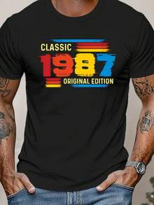 Men's Vintage Short-Sleeve T-Shirt, Perfect For Summer And Birthdays - 黑色 - 查看 2