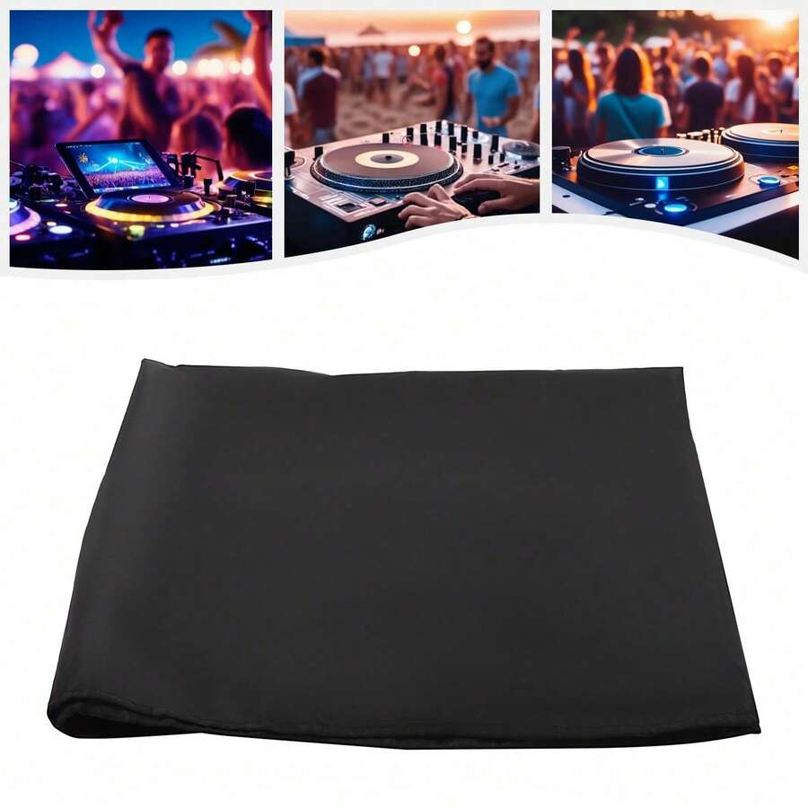DJ Display Stand Scrims, Black DJ Event Booth Facade Scrims, Portable DJ Facade Booth Table Scrims, DJ Facade Booth Portable Event Cover (47.6 X 23.6 X 45.3 Inch) - Black - View 1