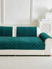 1pc Geometric 3D Solid Color Dutch Velvet Quilted Sofa Cushion, Minimalist Style, Non-Slip Back, Pet Friendly, Soft Multi-Functional Dirt-Resistant Dust-Proof, Holiday Decor Sofa Cushion, Backrest Cover Armrest Cover Universal, All-Season Sofa Cover - Green - View 4