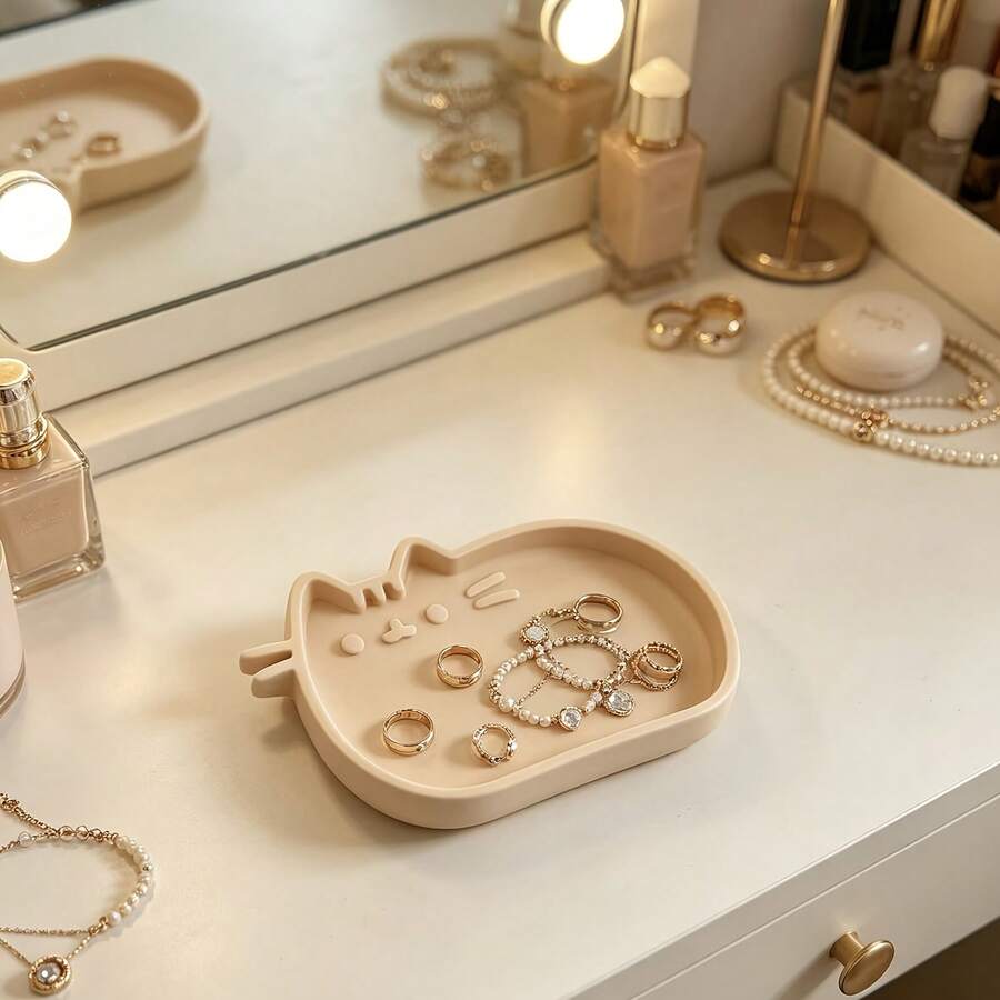 Cartoon Cat Shaped Storage Tray, Desktop Key And Jewelry Organizer, Cute Small Tray, Ins Style - Multicolor - View 1