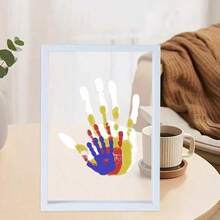1pc DIY Handprint Art Kit, Includes Memory Keepsake 3D Photo Frame, Wooden Display Stand And 4pcs Clear Acrylic Plates, No Electricity Required, Suitable As Home Decor Gift For Family, Couples, Friends, Birthday, Graduation Gift Or Desktop Decoration - Multicolor - View 2
