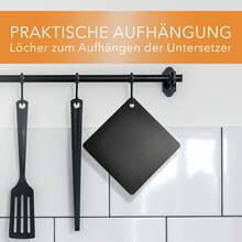 4 sottobicchieri in silicone nero con motivo a nido d'ape, 2 rotondi e 2 quadrati, antiscivolo, resistenti al calore, lavabili in lavastoviglie, per la cucina. - Visualizzare 4