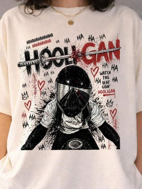 playeras de algodón mujer Hooligan Rider Shirt, Arirang Street Style Gang Graphic Tee, Army Fan Gif Merch  . Camiseta informal de moda con estampado creativo para mujer, de manga corta y2k