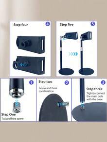 Adjustable Height Desktop Tablet Stand, Stable Round Metal Base, Ideal Support Stand For Live Streaming And Online Courses, Learning Supplies, Standing, Stand - View 5