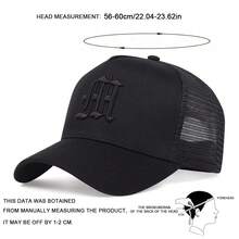 2pcs Men's Gothic Letter Embroidered Baseball Mesh Caps - Black White - View 2