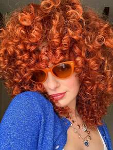 Afro Kinky Curly Wig ShortSynthetic With Bangs Black Bug Cheap Hair Halloween Heat Resistant Fiber For Africa America Women - Multicolor - View 19