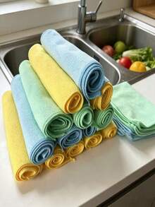 1/5/10/15/20/30pcs Ultra-Fine Microfiber Towels/Kitchen Rags - Reusable Multi-Purpose Cleaning Cloths, Car Drying Towels, High Absorbency And Quick Drying, Suitable For Cars, Windows, Kitchens And Bathrooms; Kitchen Essentials And Home Essentials - A - View 3