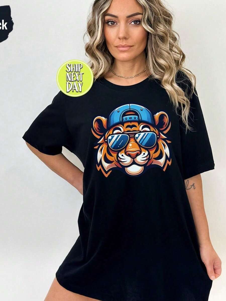 Retro Matchman Family T Shirt_Color Matching Line Art T Shirt - 黑色 5 - 查看 1
