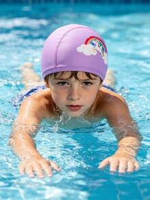 Children's Swimming Cap, Soft Silicone Material, Waterproof Anti-Slip High Elasticity, Suitable For 3-14 Years Old Boys And Girls, First Day Of School - Multicolor - View 10