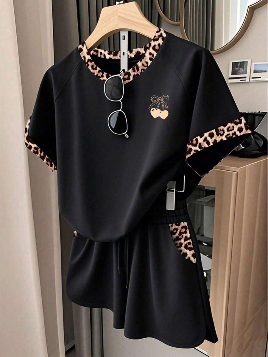 Resyla Women's T-Shirt And Shorts Set, Solid Yellow, Summer Casual Wear, Graphic Design, Stylish, Versatile, For Daily Wear, Outdoor Activities, Shopping, Travel UQVO - 多色 12 - 查看 1