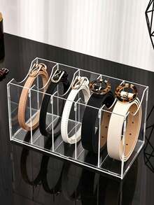 Clear Acrylic Belt Storage Box, Multi Compartment Transparent Belt Organizer, Household Divider Rack For Belt Tie Classification, Desktop Closet Mall Retail Display Holder, Practical Space-Saving Storage Solution For Men & Women Daily Belts,Room Décor,Travel Essential - Multicolor - View 16