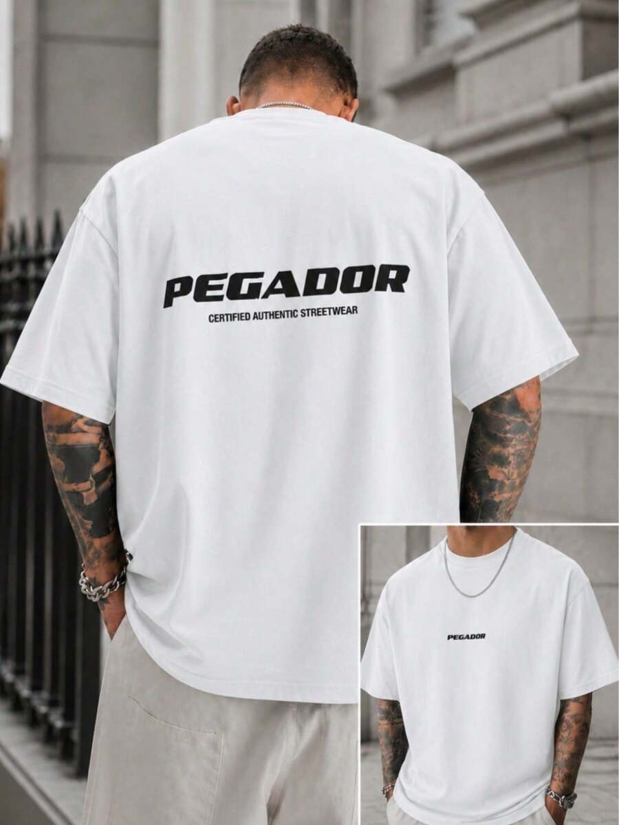 Men's Printed T-Shirt & Shorts Set - 100% Pure Cotton, Fun Prints, Street Casual Style - 白色 - 查看 1