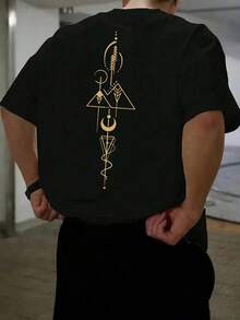 Men's Vintage Cotton Printed T-Shirt, Simple And Comfortable Fashion, Casual Tee XZ004-S - Black - View 1
