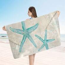 1pc Shell Pattern Beach Towel, Microfiber Beach Towel, Sports Towel, Suitable For Summer, Beach And Swimming Pool, Holiday Bathroom Decor, Travel Essential, Travel Accessory, Beach Essential - Multicolor - View 10