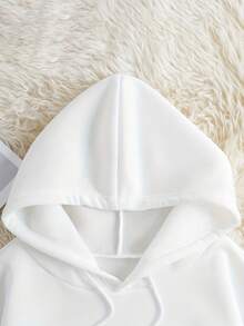 Winter, Autumn, Y2k, Women's Hoodie With Mixed Heart Print|   Hoodie With Black Hearts And Drawings|    Hooded Jacket For Valentine's Day And Everyday - White - View 4